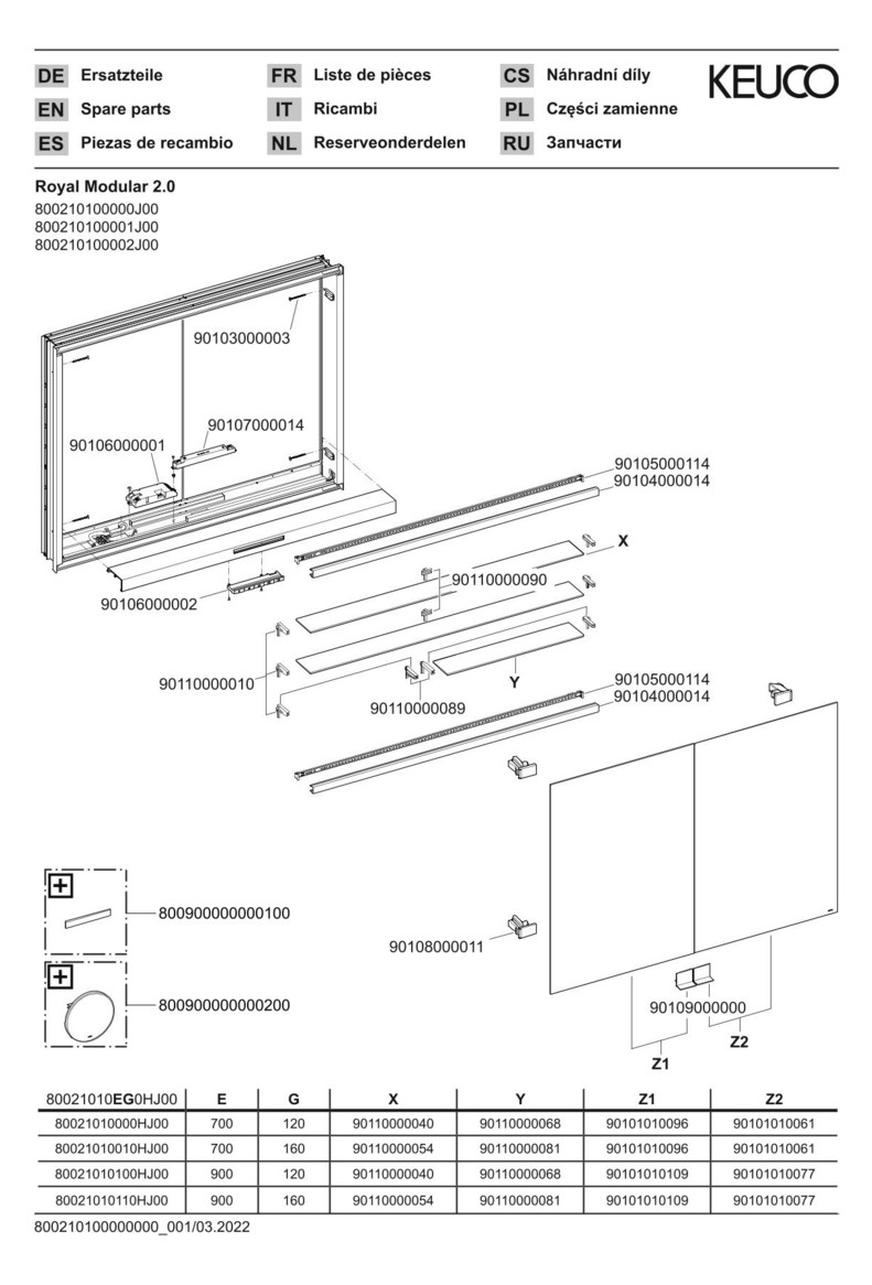 KEUCO Royal Modular 2.0 SPS, bel. 80021, Einb,1Steckd/USB,sb-elox,1000x700x120mm
