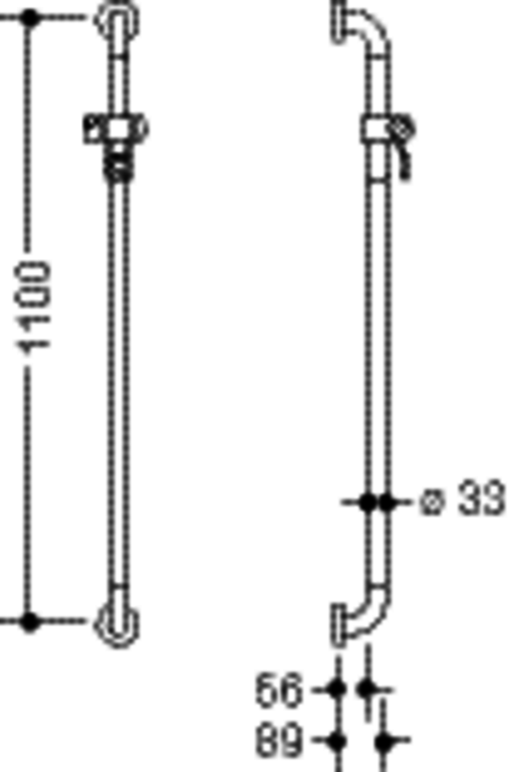 HEWI Brausehalterstange Ser 801, d:33, AM:1100mm, m.Br.H. signalweiß