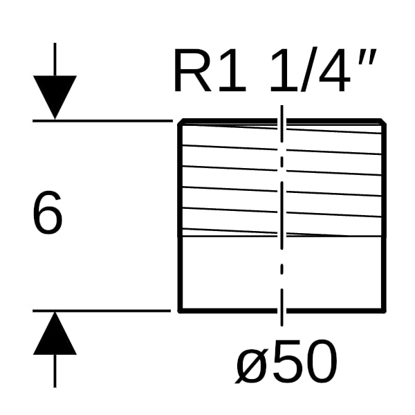 Geberit PE Übergang mit Aussengewinde d50 R1 1/4