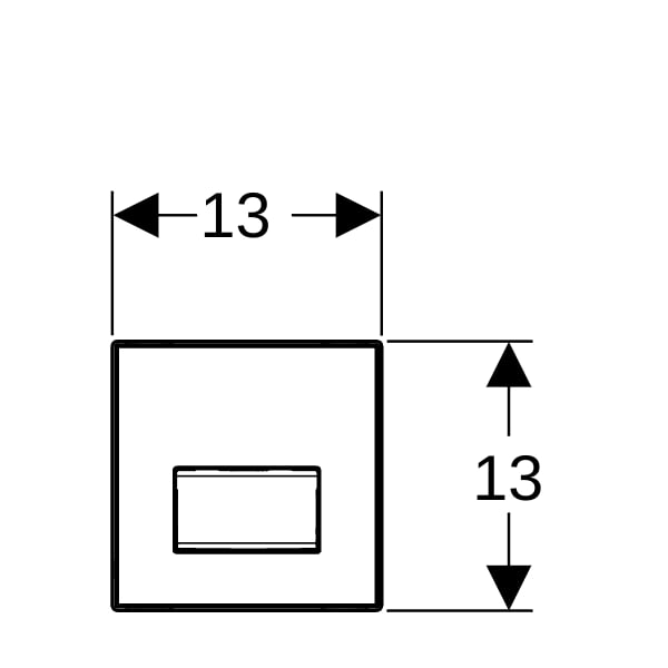 Geberit Typ 50 BetPl., eckig, für UR-Strg. pneum. Sp., T:1,2cm, Rauchglas verspieg.