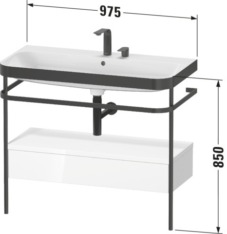 DU Metallkons.u.SK.m.Happy D.2 Plus,1 HL 850x975x490mm, bodenst., Weiß Hochglanz