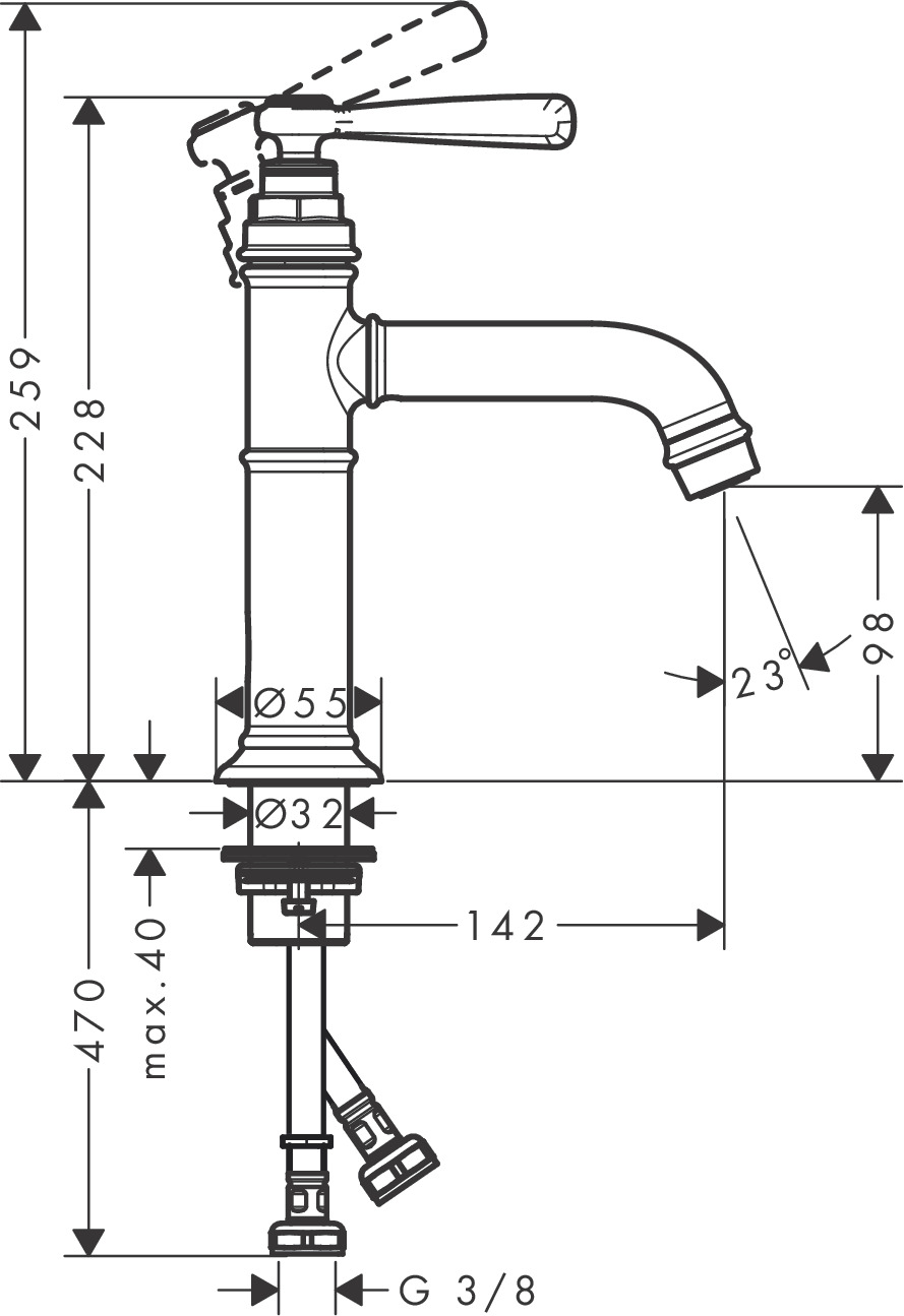 Hansgrohe Waschtischmischer 100 Axor Montreux ohne Ablaufgarnitur BGO
