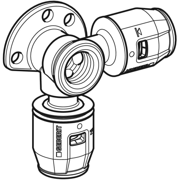 Geberit PushFit Eckanschlusswinkel 90Gr Ms d20-Rp1/2-20 L:36mm