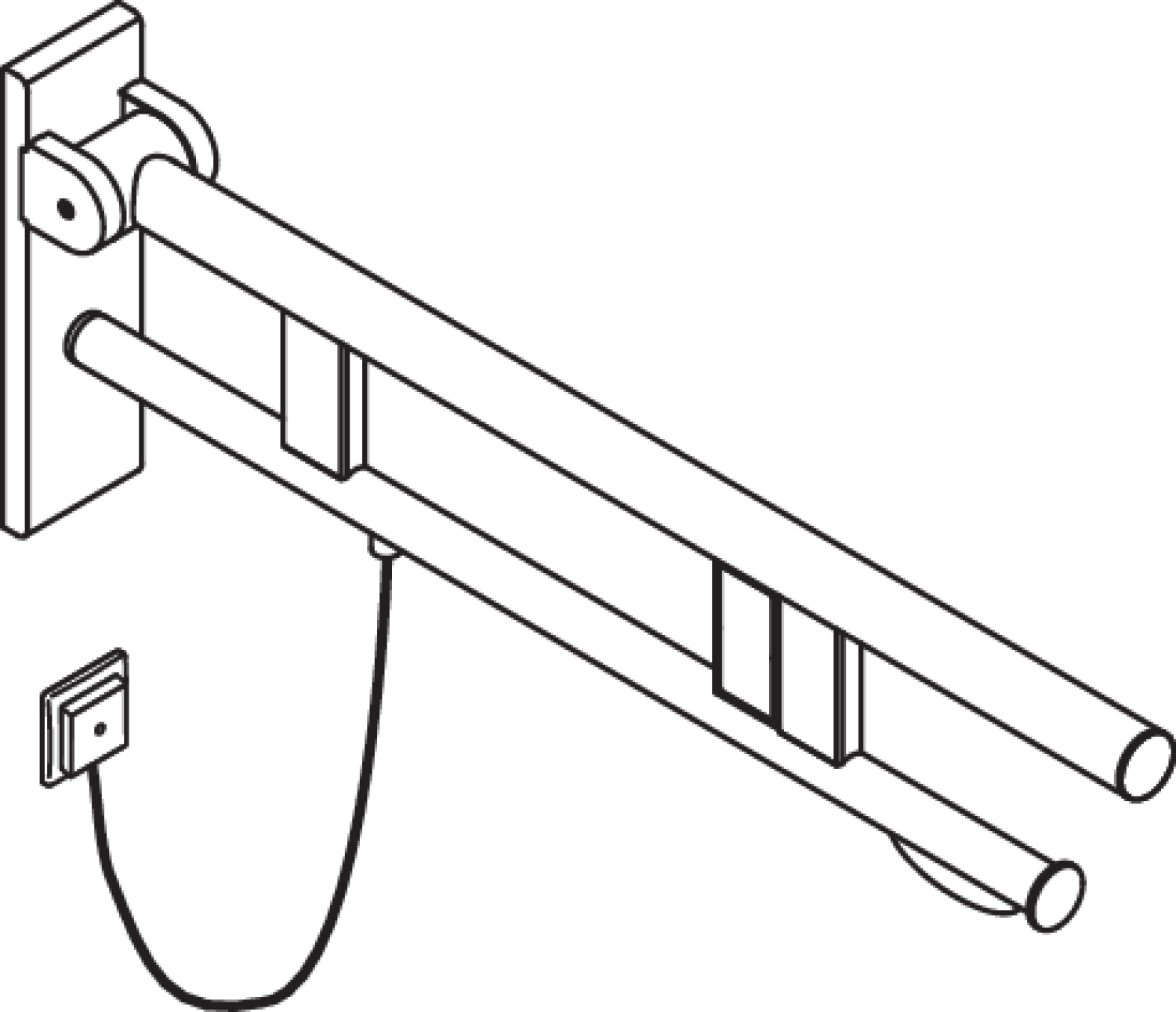 HEWI SK-Griff Duo(B),re,PRH,700,WC-Spül/ FKT(E-Ausf.),schliff