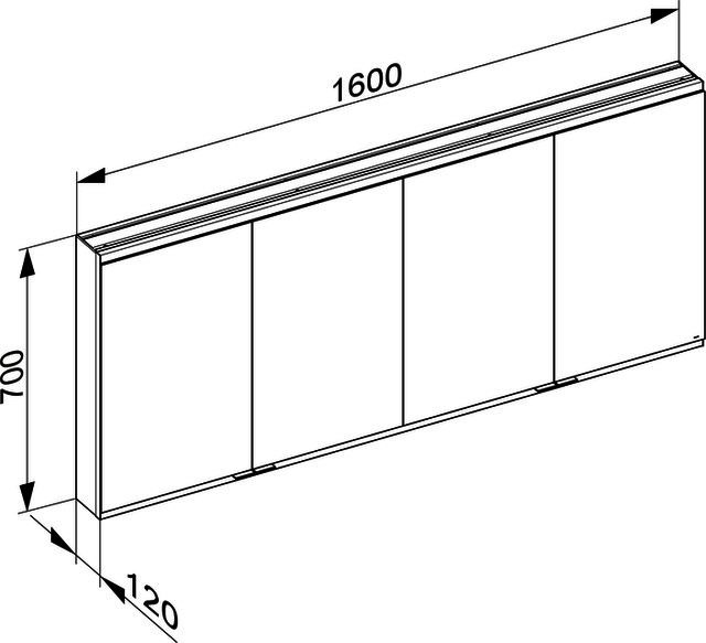 KEUCO Royal Modular 2.0 SPS, DALI 80042, Vorb,oSteckd,sb-elox,1600x700x120mm