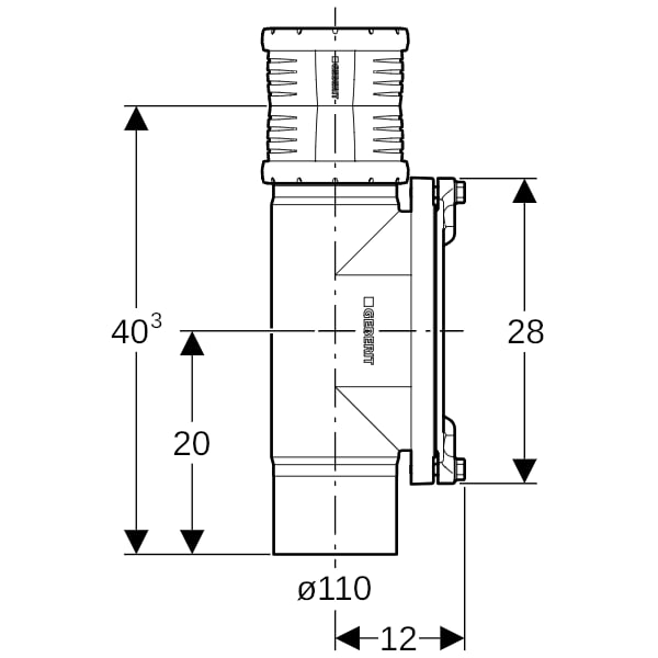 Geberit Silent-Pro Reinigungsstück 90Gr mit ovaler Serviceöffnung d110mm