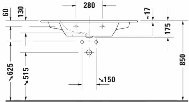 DU Möbelwaschtisch ME by Starck 1030 mm mit ÜL, mit HLB, o.HL, weiß