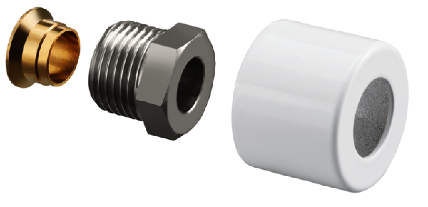 OVENTROP-Klemmringverschraubungs-Set für "Baureihe E", 1/2"x15mm, weiß