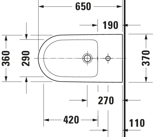 Duravit Standbidet D-Neo, 650mm, Weiß mit ÜL,mit HLB,1 HL