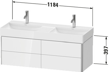 DU WTU XSquare wandh.,397x1184x460mm 4Schubkästen,steingrau seidenmatt