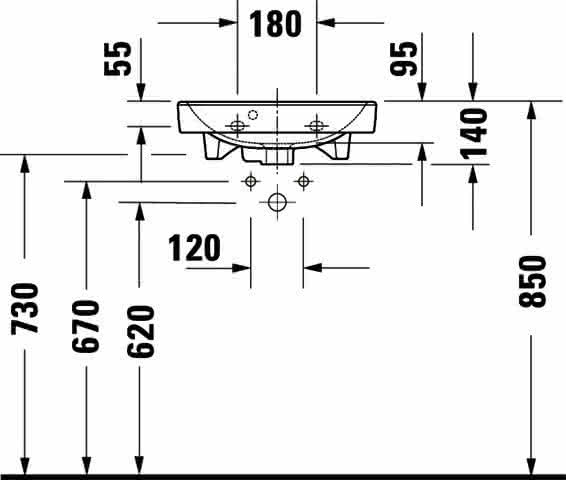 DU HWB 450mm, Duravit No.1 weiß, mit ÜL, m.HLB
