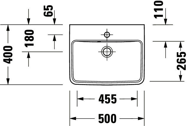DU HWB 500mm, Duravit No.1 weiß, mit ÜL, mit HLB