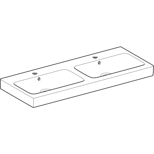 Geberit iCon Doppelwaschtisch, 120x48,5cm m. Hl., m. Ül., weiß, KeraTect