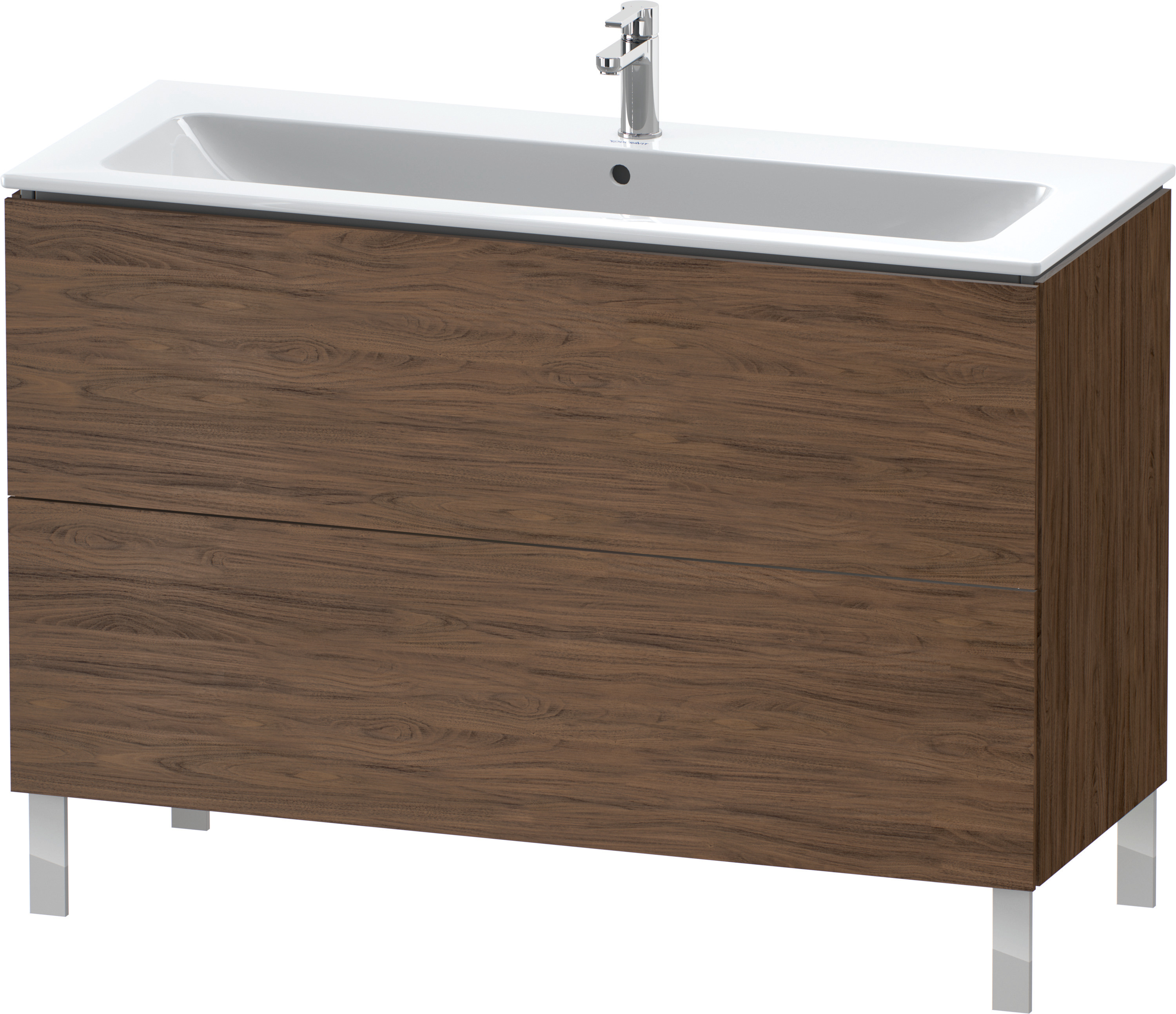 Duravit WTU stehend L-Cube 481x1220x704mm 2 Auszüge, f.233612, Nussbaum Dunkel