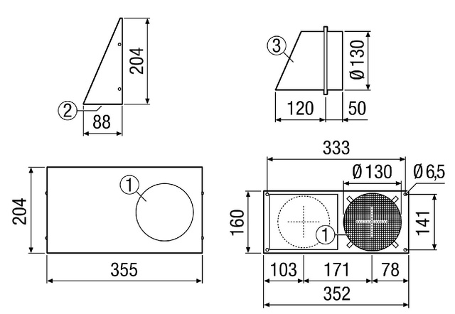 Maico Kombi-Wandstutzen KWH 12 L Außenluft links und Fortluft, DN125