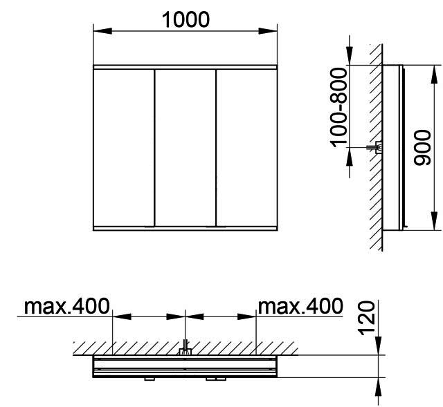 KEUCO Royal Modular 2.0 SPS, bel. 80031, Vorb,2Steckd,sb-elox,1000x900x120mm