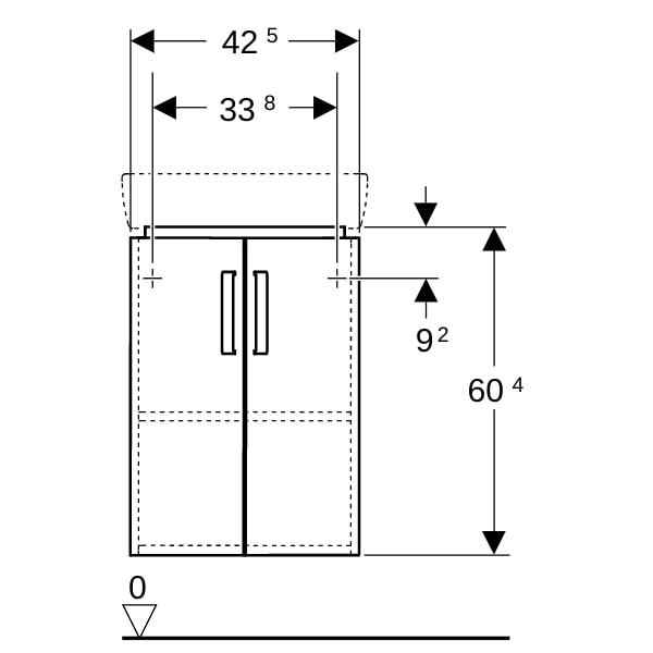 Geberit Renova Compact US 42,5cm für Eck-HWB 45cm, mit 2 Türen, 42,5x60,4x33cm, weiß