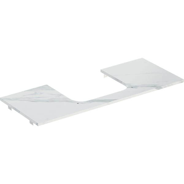 Geberit ONE WT-Platte, Ausschnitt mi. für AWT 120x2x47cm, Marmoroptik weiss matt