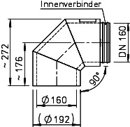 HELIOS Isopipe Bogen 90 Gr. M. Innenverb. IP-B 160/90