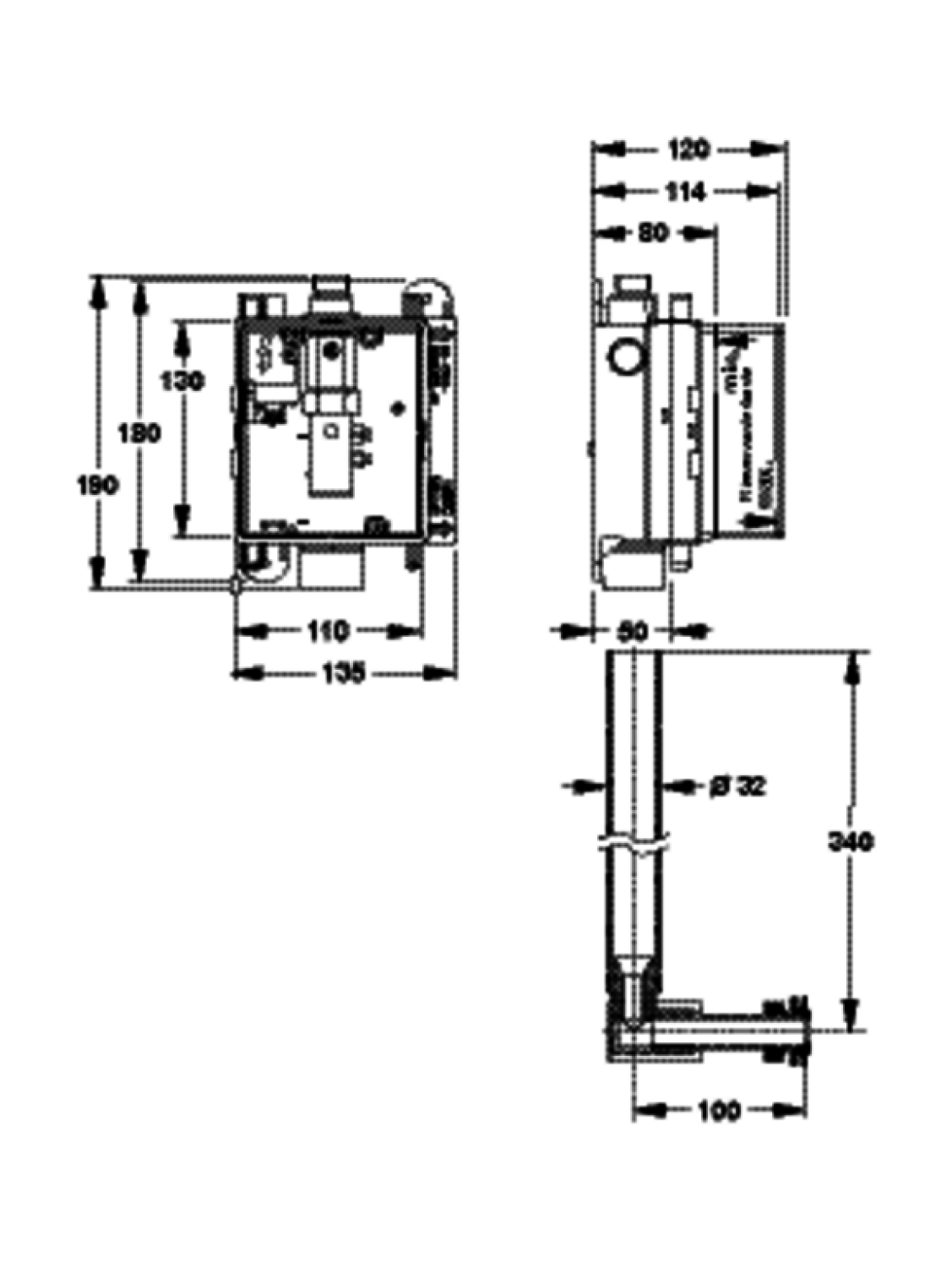 Urinal-Rohbau-Set Elektronik/Mechanik