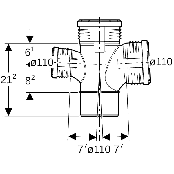 Geberit Silent-PP Bogenabzweigung 87,5Gr zweifach d110/110