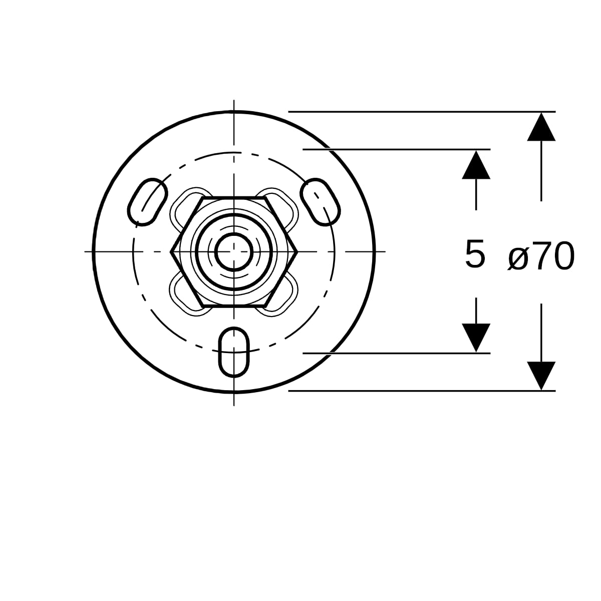 Geberit Set Grundplatte rund 3-Loch mit Gewindemuffe G 1/2 d70xH:1,9