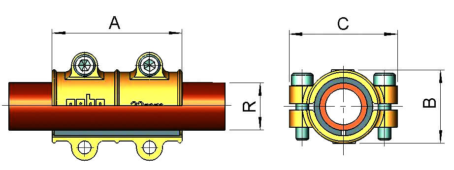 gebomessing, Messing-Dichtschelle Typ MD 12 mm für Kupferrohr Serie 620