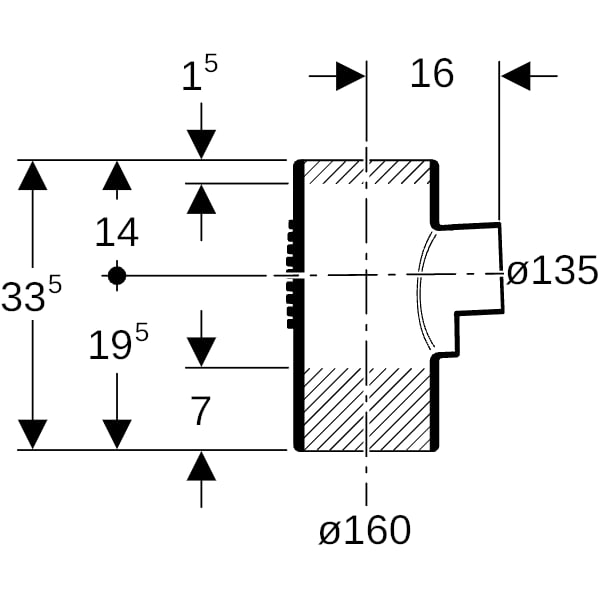 Geberit Silent-db20 Abzweig 88,5Gr d160/135