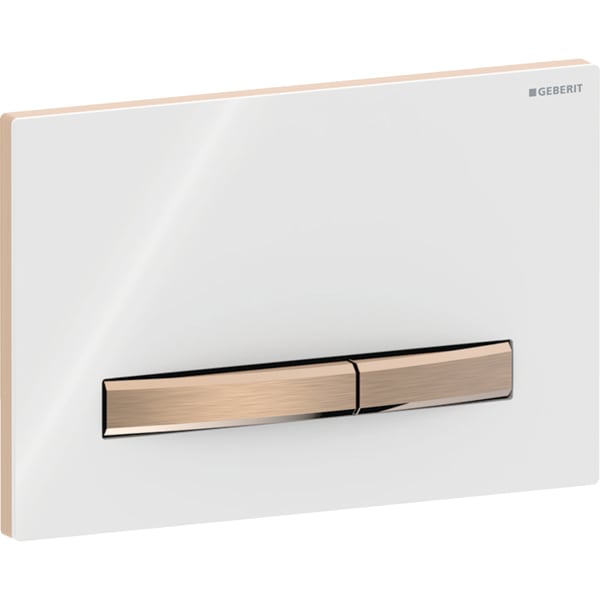 Geberit Sigma50 BetPl., eckig, 2-Mengen-Sp. rotgold gebürstet, Etc/weiß glänzend