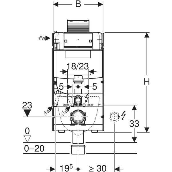 Geberit GIS Element für Wand-WC 100cm mit Omega UP-SPK 12cm Bet. vorne/oben