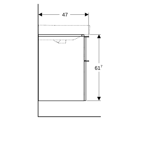 Geberit Smyle Unterschrank für DWT, eckig m. 2 Schubladen, 118,4x61,7x47cm, weiß