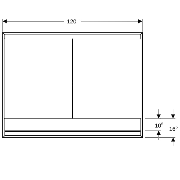 Geberit ONE Spiegelschrank mit Ni/Comf.Light 2 Türen, UP-Mont., 120x90x15cm, alu.