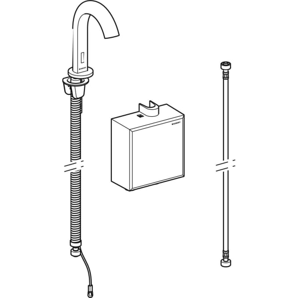 Geberit Piave WT-Arm., Standmontage, Batterie mit AP-Funkt.Box, o.Misch., hgl.verchr.