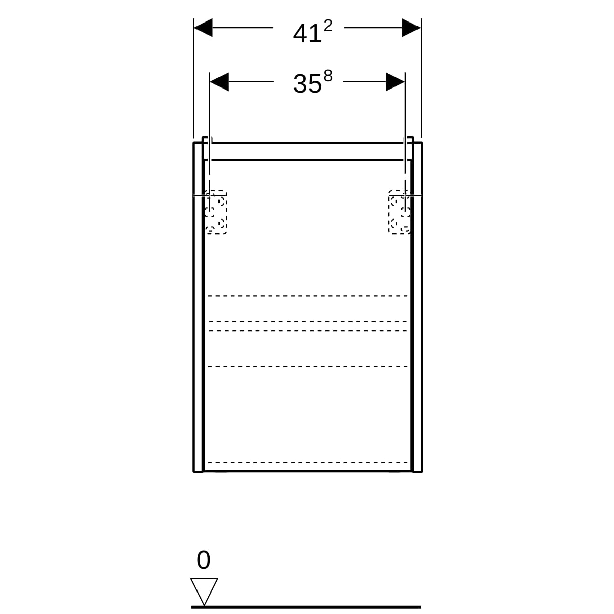 Geberit Renova Compact US für HWB, mit 1 Tür 41,2x60,5x20,1cm, weiß/l. seidenglanz