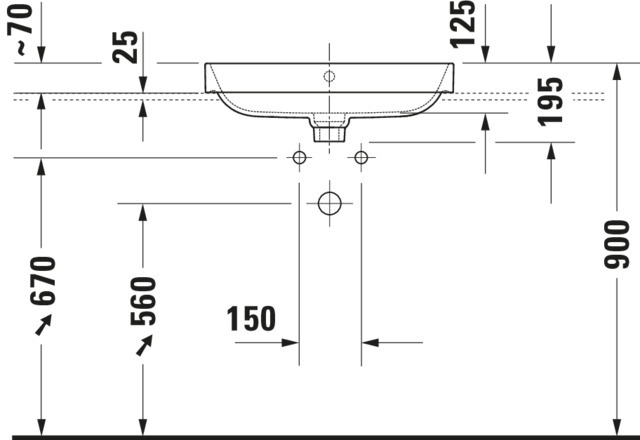 DU Aufsatzbecken Happy D.2 Plus 600mm Anthrazit Matt, m.ÜL, m.HLB, o.HL, WG