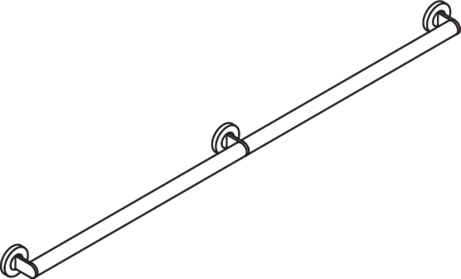 HEWI Haltegriff m.Stütze, d:32, L=1220mm plvb schw tiefmatt