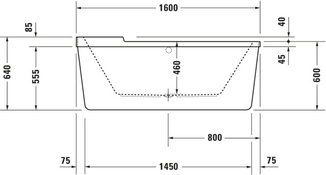 DU Starck Badewanne oval 1600x800 Freist Acrylverkl.,Rückenschr.2 L/R, Weiß