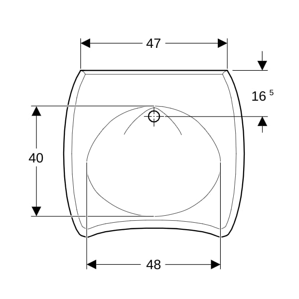 Geberit Vitalis WT, barrierefrei, 65x60cm o. Hl., o. Ül., weiß, KeraTect