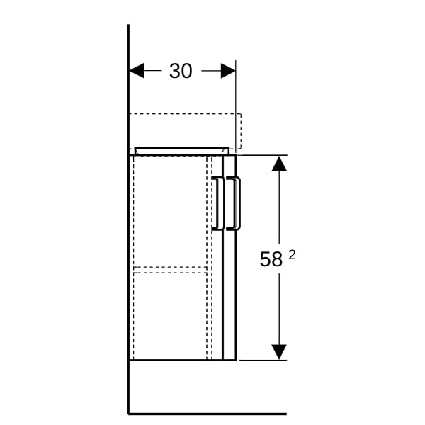 Geberit Renova Compact US 42,5cm für Eck-HWB 45cm, mit 2 Türen, 42,5x60,4x33cm, weiß