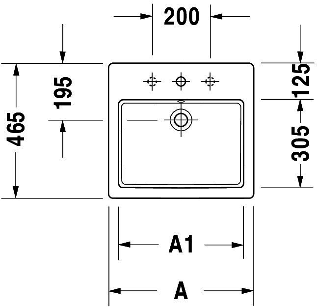 DU Einbauwaschtisch Vero 550 mm EB v.oben, m.ÜL, m.HLB, 1 HL, weiß WG