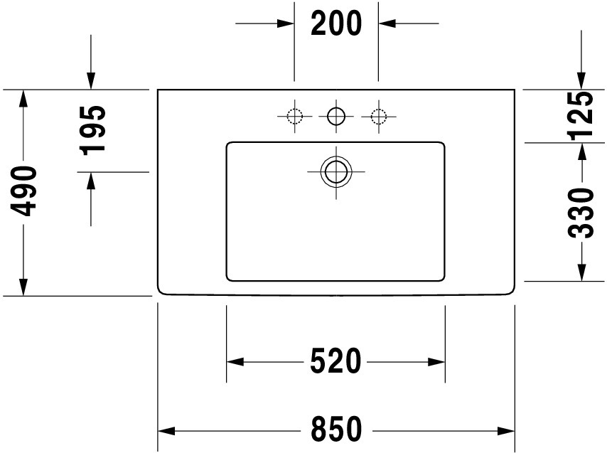 DU Möbelwaschtisch Vero 850 mm mit ÜL, mit HLB, 1 HL, weiß WonderGliss