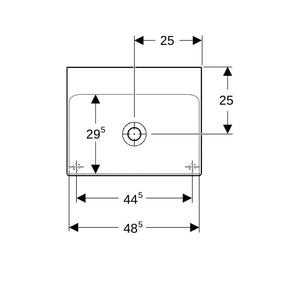 Geberit ONE AS-WT rechteckig, 50x41 cm o. Hl., o. Ül., weiß, KeraTect