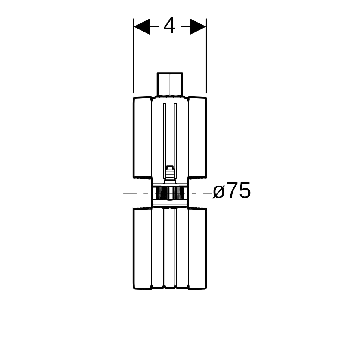 Geberit Rohrschelle d75 gedämmt mit Gewindemuffe M8 / M10
