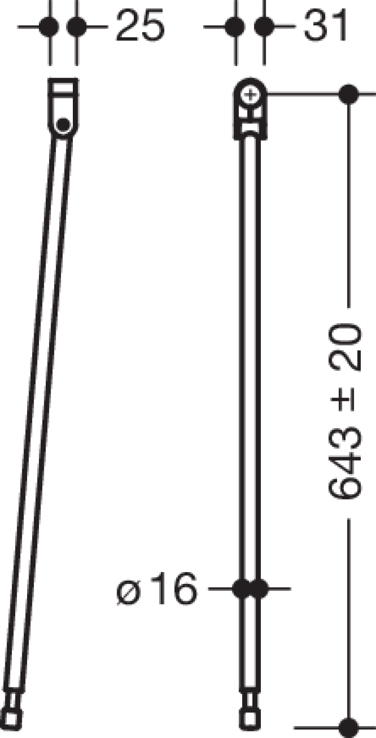 HEWI Bodenstütze f.SK-Griffe 950.50., L:643mm, Edst., Anb. farbig signalweiß