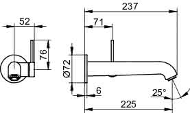KEUCO EHM-WT-Mischer UP IXMO 59516 Wandm./Ausf.rd. Ausl.225mm / Soft sw