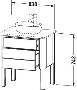 Duravit WTU bodenstehend Luv 743x688x450mm 1 SchKa,1 Auszug,Nachtblau Seidenmatt