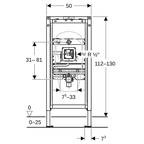 Geberit Duofix Element f. Urinal, 112-130 cm universell, für verdeckte Urinal-Strg.