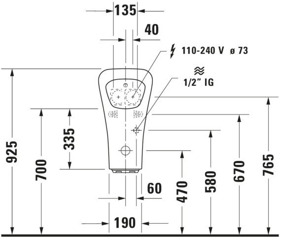 DU Urinal Durastyle, Zulauf von hinten rimless, f.Netz, o.Fliege, weiß