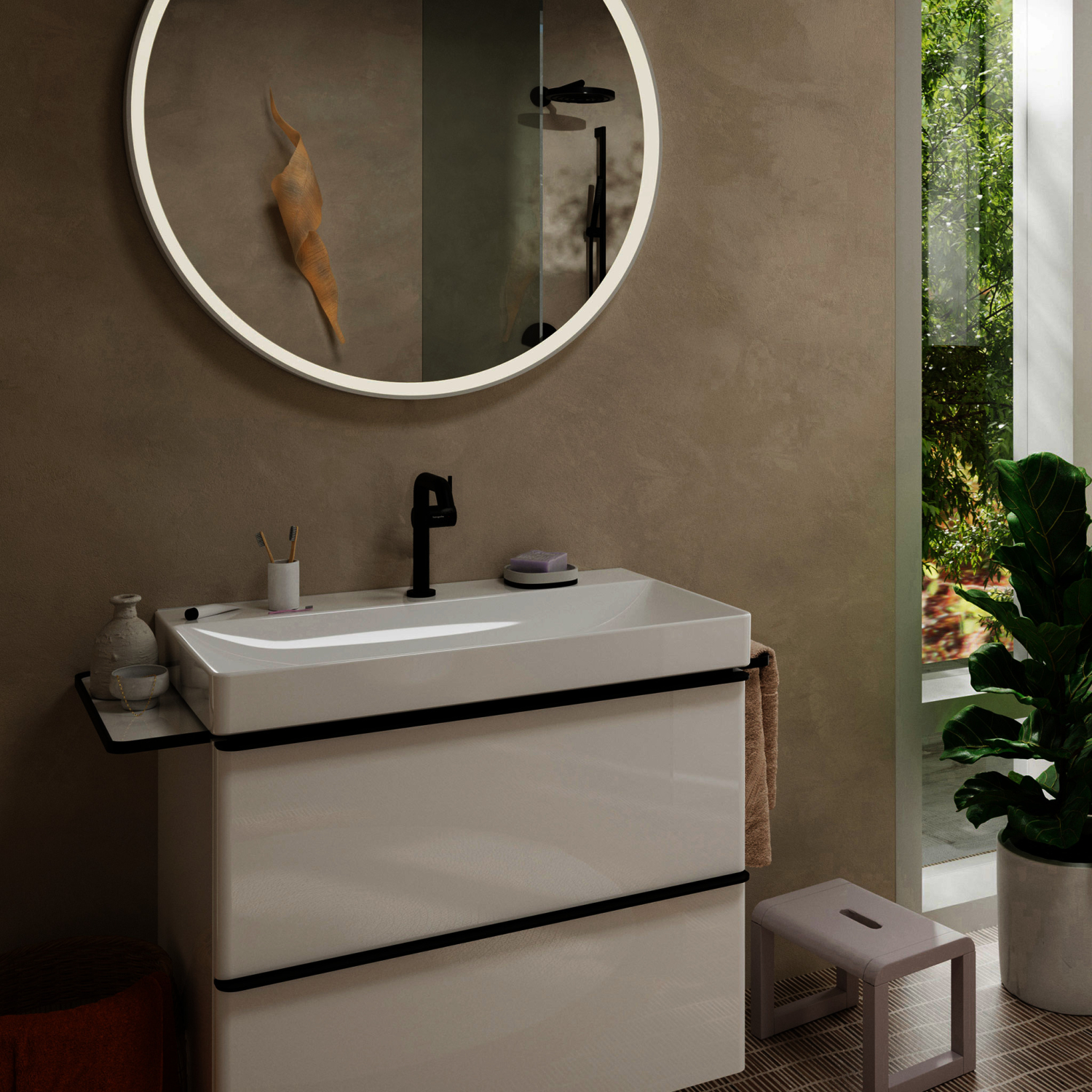 Hansgrohe WTM 150 Tecturis S Fine CoolStart  mit Push-Open Ablaufgarnitur MSW