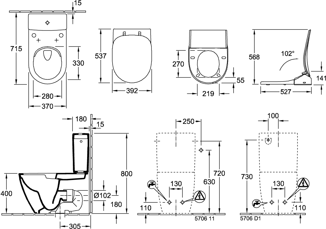 VB Spülkasten Subway 2.0 383x165x389mm Zulauf seitl. od. von hinten Weiß Alpin